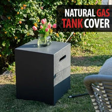 AMS 60" Rectangular Concrete Natural Gas Fire Pit Table Bundle (Dark Gray)