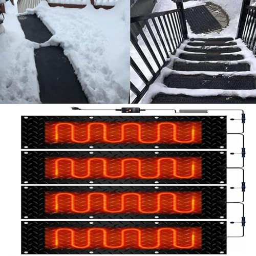 YTNGTT Snow Melting Mat - Non-Slip Rubber Outdoor Mat for Winter Snow Removal - 360W Anti-Skid Devise with Power Cord(40x200cmx4Pcs)