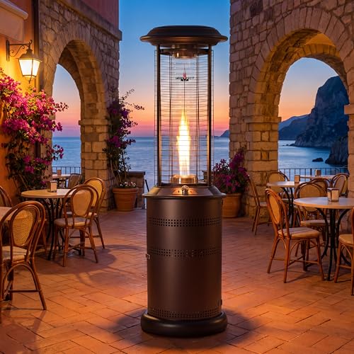 LAVA Heat Italia MILANO 6ft Commercial Premium Portable Patio Heater 36,000 BTU 360° 5 ft Heat Radius, Triple Safety, Electronic Ignition Durable Design for outdoor (Heritage Bronze, Liquid Propane)