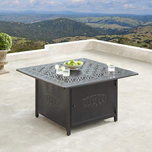 Oakland Living AZHUDSON-RONIN-5PC-AC Aluminum 42 in. Square Table Four Deep Seating Swivel Rockers, Fire Beads, Lid and Fabric Covers Patio Furniture Set, Antique Copper
