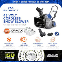 Snow Joe 48V Cordless Snow Blower Kit with Cover, Scraper & LED Headlight, 1200W Brushless Motor, 2x 4Ah Batteries & Charger, 18" Clearing Path - Ice Removal for Driveways & Sidewalks, 24V-X2-SB18-TV1