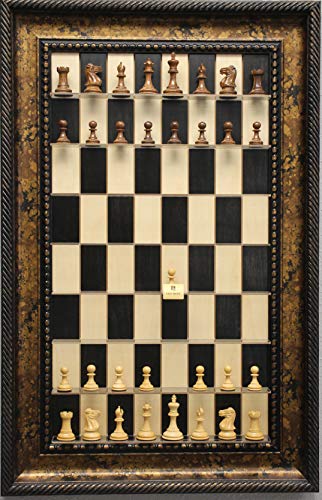 Black Maple Chess Board with Black Gold Frame & Sheesham Wood Pieces