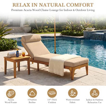 roomfitters Acacia Wood Outdoor Chaise Lounge Set of 2 with Adjustable Backrest and Head Pillow Coffee Brown