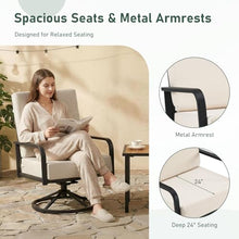 Furnimart 360° Swivel Rocker Patio Chairs Set of 2 with Coffee Table, 3-Piece Patio Furniture Set for Apartment Balcony Small Space, Heavy Duty Metal Outdoor Bistro Set (Beige)