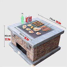 Fire Pits Outdoor Imitation Stone Outdoor Wood Fire Pit, Backyard Patio Garden Fireplace BBQ Grill Square Table, 75cm/29.5" (Kit 1)