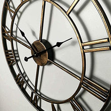 EHVYBDX Outdoor Garden Wall Clock Large RRoman Numerals Garden Clock Open Face Wrought Iron Waterproof Outdoor Clock Indoor Outdoor Decoration Outside Clock Mute Quartz Wall Clock