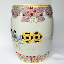 JOYNOW Ceramic Garden Stool Decorative Garden Stools Pastel Hand-Painted Antique Lady-in-Waiting Drum Stool Porcelain Stool Vanity Stool Carving Garden Stool Ceramic