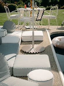 Business & Pleasure Co. The Clamshell Base - Outdoor Patio Umbrella Base - Antique White, 55lbs