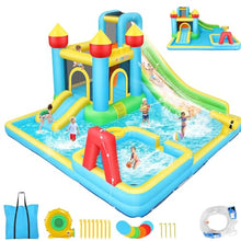 Whubefy Inflatable Water Slide Bounce House with Blower Red+Blue+Yellow