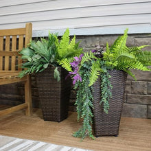 Sunnydaze 20" Square Tall Wicker Outdoor Planter, Brown, 8pk