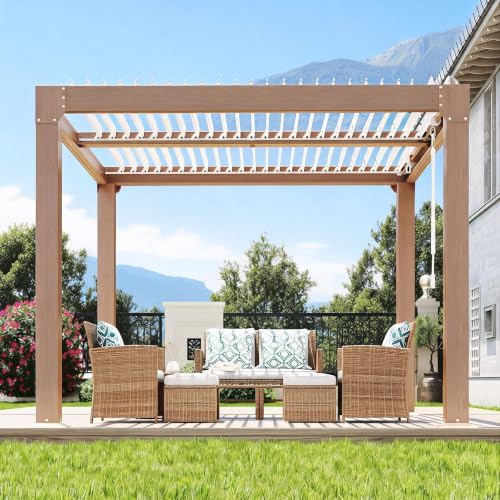 GarveeHome Louvered Aluminum Pergola, Outdoor Freestanding Gazebo
