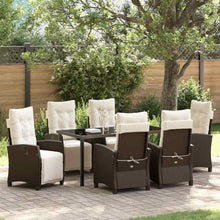 Molumvel 7 Piece Poly Rattan Garden Dining Set, Patio Furniture with Steel Frame and Adjustable Chairs, Outdoor Table and Seating for 6, Brown