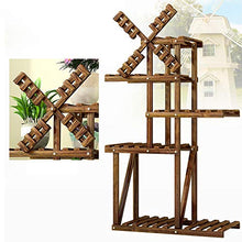 MIIKHI Flower Stand, 5/6 Floors Rack Scroll Wheel Easy to Move Balcony Garden Wrought Iron Solid Wood Succulents Floor-Standing Plant Flower Pot Stand, Brown, 2 Specifications (Brown 50cm
