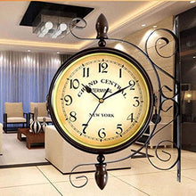 Wall Clock, Double Sided Wall Clock, Outdoors Vint Double Sided Vintage Wall Mount Two Faces Retro Station Clock, Wall Hanging Silent Clock For Home Garden Decor Station Clock Double Sided Outdoor Dou