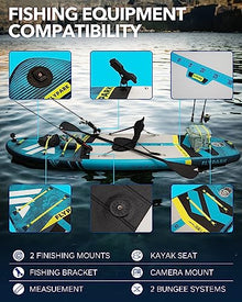 FLYPARK Fishing Inflatable Paddle Board 10'8''x35'' Fishing SUP Stand Up Paddleboard Blue