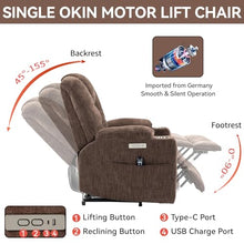 Power Lift Recliner Chair for Elderly with Massage & Heat, Chenille, Brown
