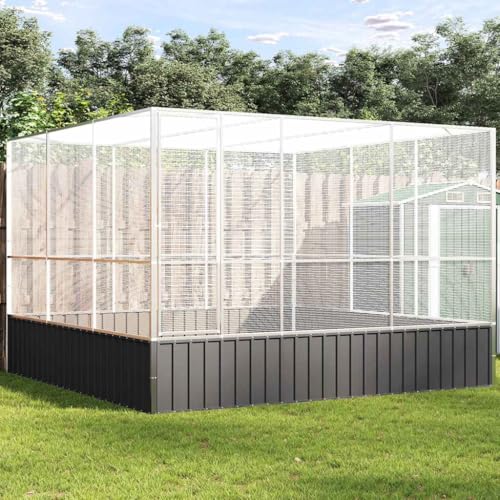 Large Outdoor Bird Aviary, Walk-in Galvanized Steel Flight Cage for Parrots, Finches, and Budgies, Durable Weather-Resistant Garden Bird House Enclosure, 122.4 x 120.9 x 83.5 Inch
