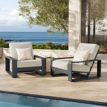 Modway Lirienne Aluminum Set of 2 Outdoor Armchairs in Cream – All-Weather Backyard Patio Accent Chairs with Weather-Resistant Fabric Cushions