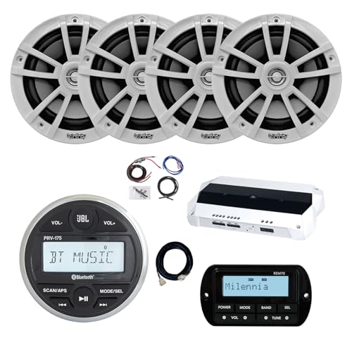 Enrock Marine JBL PRV-175 Marine Stereo Receiver & 4x 6.5" Speakers Kit White