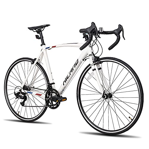 HH HILAND Hiland Road Bike 700c Racing Bike City Commuter Bicycle with 14 Speeds Drivetrain 60cm White