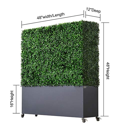 AGPL Artificial Boxwood Hedge with Stainless Steel Planter Green 48"W x 12"D x 51"H