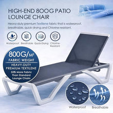 Kozyard Outdoor Chaise Lounge Chair, Full Flat Adjustable Patio Lounger with Aluminum Frame & Resin Legs, Textilene Fabric for Poolside, Backyard & Beach (Gray, 2Chairs + Table)