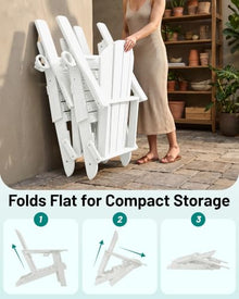 PLUUV Folding Adirondack Fire Pit Chairs Set of 6 with Cup Holders,White