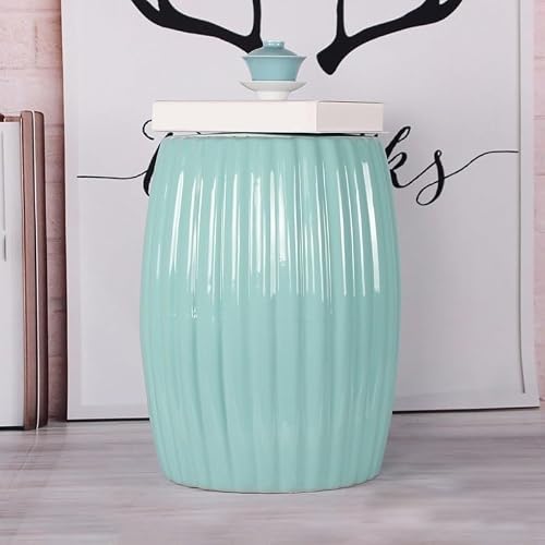 JOYNOW Ceramic Garden Stool Decorative Garden Stools Striped Carved Ceramic Stool Monochrome Glazed Ceramic Stool Shoe Bench Garden Stool Ceramic(A)