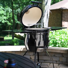 19” Large Kamado Gourmet Revolutionary Ceramic Grill & Smoker – Includes Cart, Bamboo Side Shelves, Patented Forge Fire Chamber, Versa-Grid Cooking System, Built-in Thermometer – Black Pepper