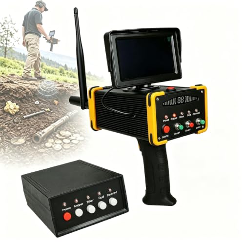 Remote Metal Detector, Underground Gold, Silver, Copper and Diamond Detector, with Display Screen and High Precision Target Positioning Scanner, for Treasure Hunting and Yellow