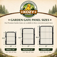 Kozy Kennels Outdoor Decorative Garden Fence - 32 inch, 32 Panels - Heavy Duty Metal Fencing for Yard, Flower Bed Border, Dog & Animal Barrier w/Black Anti-Rust Coating & Extra Wide Gate