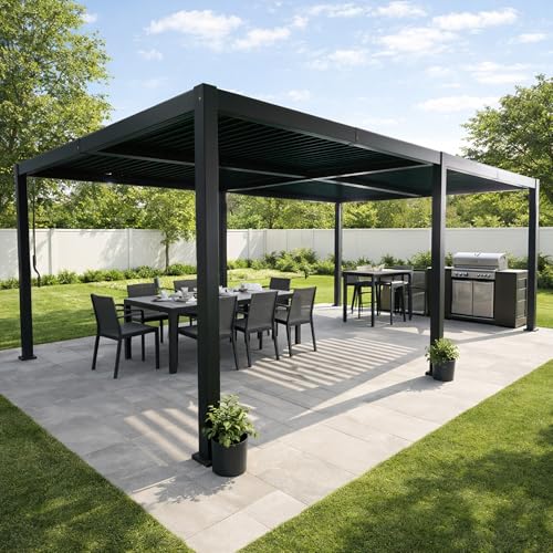 Kozyard Outdoor Louvered Pergola 12' x 20' Sun Shade Aluminum Patio Shelter