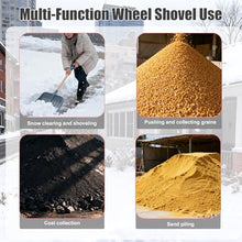 Heavy Duty Snow Shovel – 29-Inch Snow Plow, 10" All-Terrain Wheels Snow Pusher Wide Blade, 7-Way Pivot+ 5 Handle Heights Multi-Season – for Farms, Yards Clean Snow, Gravel, Sand
