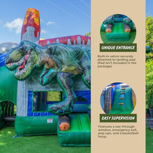 XJUMP T-Rex Dinosaur Inflatable Water Slide Bounce House Green