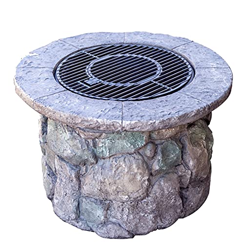 Outdoor Fire Pit Imitation Stone Garden Bonfire Pit, Party BBQ Cooking Fire Pit, Leisure Table for Backyard Terrace