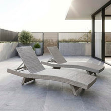 Lexicon Wicker Outdoor Lounge Chairs Set of 2 - Outdoor Lounger, Aluminium Frame, 3 Position Adjustable Backrest Patio Chaise Lounger for Garden, Backyard, Patio Poolside Lawn, Gray