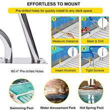 Pool Hand Rail, 32x22Inch Easy Mount Swimming Pool Handrail, 304 Stainless Steel Pool Stair Rail W/Handrail Cover & Quick Mount Accessories, Silver Rustproof Hand Grab Rail