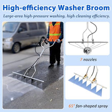 45 inch Surface Cleaner Water Broom, Dual Handle Stainless Steel Pressure Washer Attachment with 7 Nozzles, Concrete Driveway Power Broom Sweeper