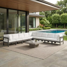 Outdoor Escape White Fabric Outdoor Patio Modular Sectional, Cushioned Seating, Weather-Resistant Material, Contemporary Style