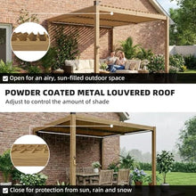 Outdoor Pergola, Metal Outdoor Patio Gazebo with Crank Louvered Roof, Powder Coated Steel Frame, Drainage System, Backyard Deck Garden, Sun Rain Snow Protection (only Pergola)