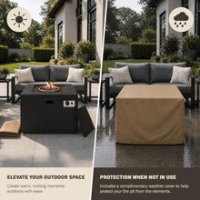 Kinger Home Kai 32-Inch Square Propane Fire Pit Table, Alloy Steel Outdoor Fire Pit with 50,000 BTUs, CSA-Certified, Includes a Burner lid, Lava Rocks and Weather Resistance Cover