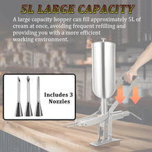 Commercial Stainless Steel Donut Filler Injector Machine, 5L Capacity for Fruit and Churro Filling, Includes 3 Short Pipes