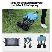 Collapsible Steel Frame Outdoor Utility Wagon, Portable Shopping Carts Wheelbarrow Collapsible Folding Utility Wagon with Removable Fabric Beach Wagon Cart for Outdoors Activities, Camping (Black)