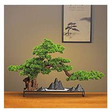 YXIANG56Q Fake Plants Chinese Simulation Welcome Pine Green Plant Bonsai Ornaments Hotel Living Room Office Desktop Creative Decoration Home Furnishing Gifts Bonsai Tree(E)
