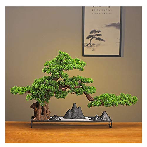 Chinese Simulation Welcome Pine Green Plant Bonsai Ornaments Hotel Living Room Office Desktop Creative Decoration Home Furnishing Gifts House Plant (Color : C) (E)