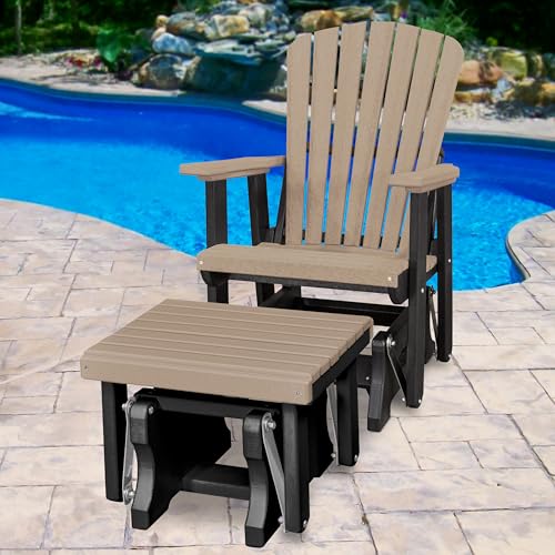 American Furniture Classics Chair and Gliding Glider Ottoman Combo Weatherwood and Black