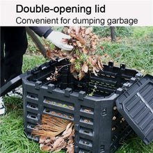 Stackable Outdoor Compost Bin, Plastic Garden Composter for Kitchen and Yard Waste, Easy Access Lid an Ventilation, Small Space-Saving Composting Bin(Black,500L(132.1Gallon))