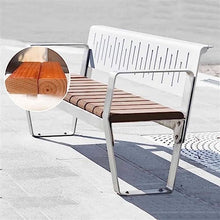 Park Patio Seat Modern Recreation Bench, Patio Park Bench with Back and Armrest, Outdoor Leisure Bench with Solid Steel Frame, for 2-4 People Garden Furniture