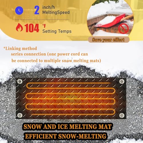AMHUKIP Snow Melting Mats for Outdoor Stairs - Non-Slip Rubber Mats for Winter Snow Removal with Power Cord(40x120cmx3Pcs)