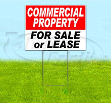 Commercial Property for Sale Or Lease (18" X 24") Yard Sign, Quantity Discounts, Multi-Packs, Includes Metal Step Stake, Bandit Sign